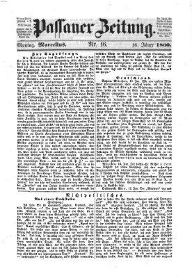 Passauer Zeitung Montag 16. Januar 1860