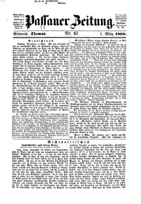 Passauer Zeitung Mittwoch 7. März 1860