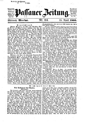 Passauer Zeitung Mittwoch 25. April 1860