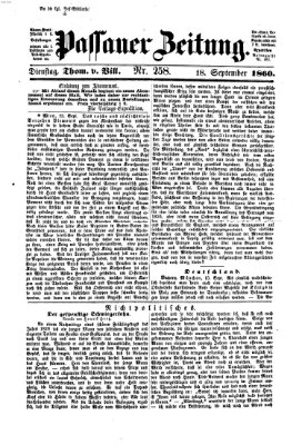 Passauer Zeitung Dienstag 18. September 1860