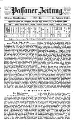 Passauer Zeitung Montag 11. Februar 1861
