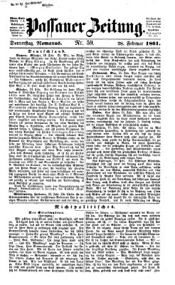 Passauer Zeitung Donnerstag 28. Februar 1861