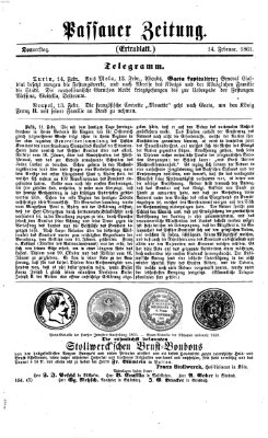Passauer Zeitung Donnerstag 14. Februar 1861