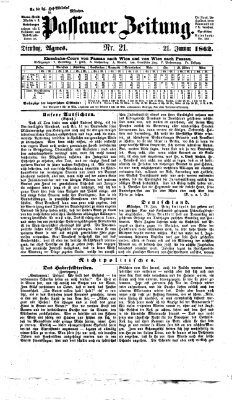 Passauer Zeitung Dienstag 21. Januar 1862