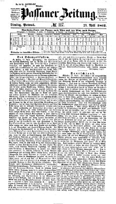Passauer Zeitung Dienstag 29. April 1862