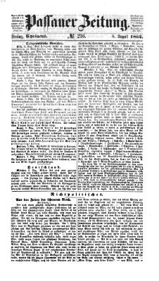 Passauer Zeitung Freitag 8. August 1862