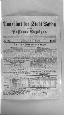 Passauer Zeitung Sonntag 16. August 1863