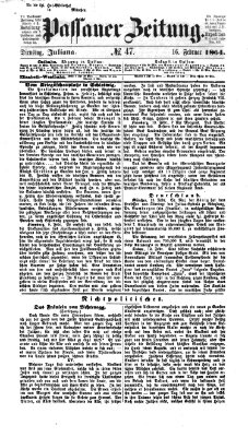 Passauer Zeitung Dienstag 16. Februar 1864