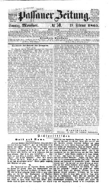 Passauer Zeitung Sonntag 19. Februar 1865