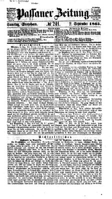 Passauer Zeitung Samstag 2. September 1865