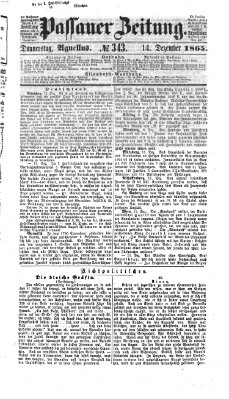 Passauer Zeitung Donnerstag 14. Dezember 1865