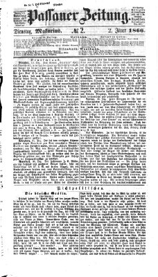 Passauer Zeitung Dienstag 2. Januar 1866