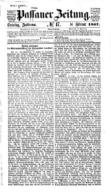 Passauer Zeitung Samstag 16. Februar 1867