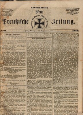 Neue preußische Zeitung Mittwoch 11. April 1849
