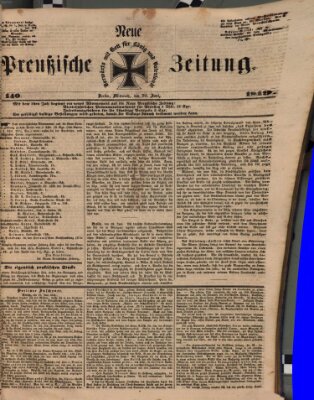 Neue preußische Zeitung Mittwoch 20. Juni 1849
