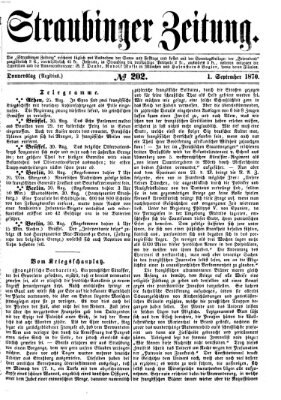 Straubinger Zeitung Donnerstag 1. September 1870