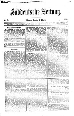 Süddeutsche Zeitung Sonntag 2. Oktober 1859