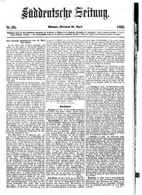 Süddeutsche Zeitung Mittwoch 25. April 1860