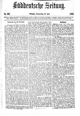 Süddeutsche Zeitung Donnerstag 12. Juli 1860