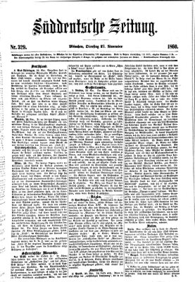 Süddeutsche Zeitung Dienstag 27. November 1860