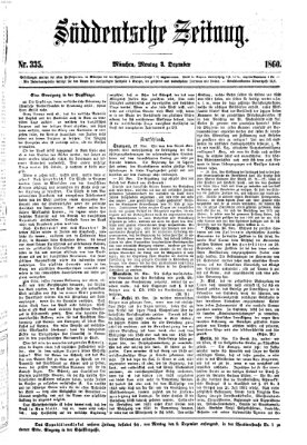 Süddeutsche Zeitung Montag 3. Dezember 1860