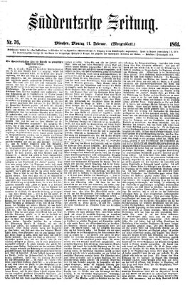 Süddeutsche Zeitung Montag 11. Februar 1861