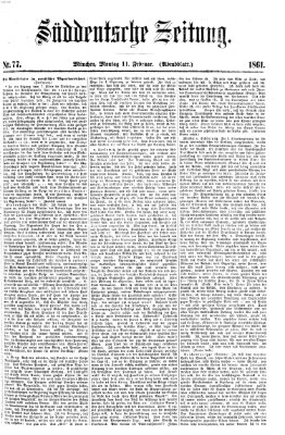 Süddeutsche Zeitung Montag 11. Februar 1861