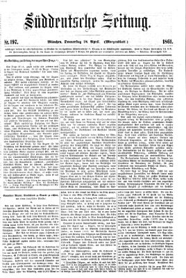 Süddeutsche Zeitung Donnerstag 18. April 1861