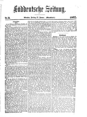 Süddeutsche Zeitung Freitag 17. Januar 1862