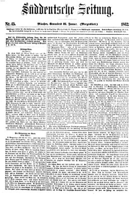 Süddeutsche Zeitung Samstag 25. Januar 1862