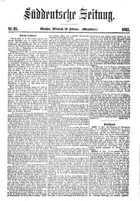 Süddeutsche Zeitung Mittwoch 19. Februar 1862