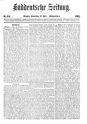 Süddeutsche Zeitung Donnerstag 10. April 1862