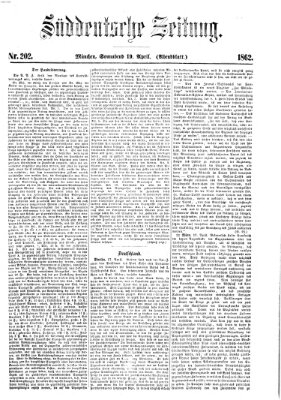 Süddeutsche Zeitung Samstag 19. April 1862