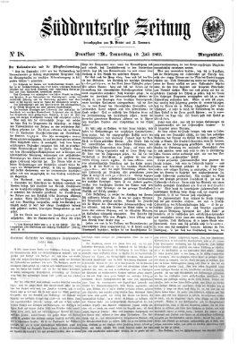 Süddeutsche Zeitung Donnerstag 10. Juli 1862