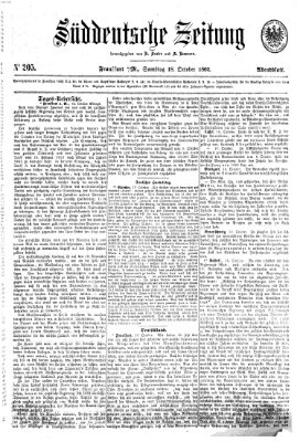 Süddeutsche Zeitung Samstag 18. Oktober 1862