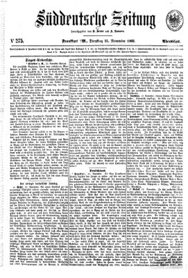 Süddeutsche Zeitung Dienstag 25. November 1862