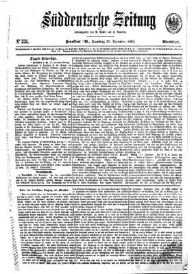 Süddeutsche Zeitung Samstag 27. Dezember 1862