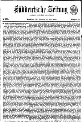 Süddeutsche Zeitung Samstag 18. April 1863