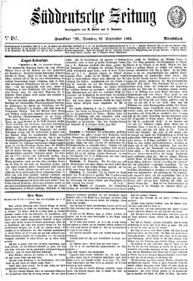 Süddeutsche Zeitung Dienstag 22. September 1863