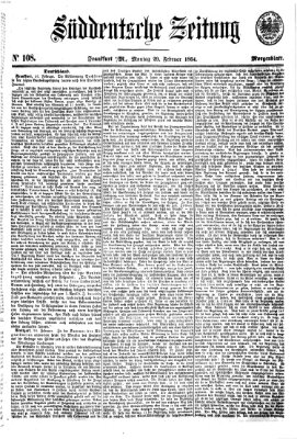 Süddeutsche Zeitung Montag 29. Februar 1864