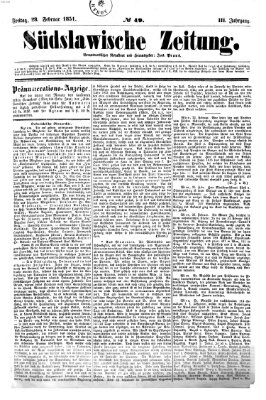 Südslawische Zeitung Freitag 28. Februar 1851