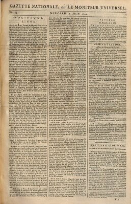 Gazette nationale, ou le moniteur universel (Le moniteur universel) Mittwoch 2. Juni 1790