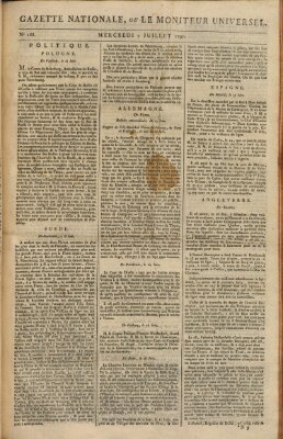 Gazette nationale, ou le moniteur universel (Le moniteur universel) Mittwoch 7. Juli 1790