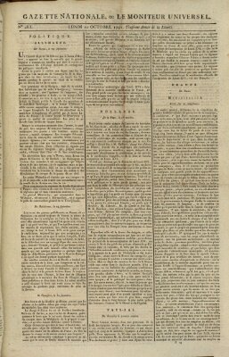 Gazette nationale, ou le moniteur universel (Le moniteur universel) Montag 10. Oktober 1791