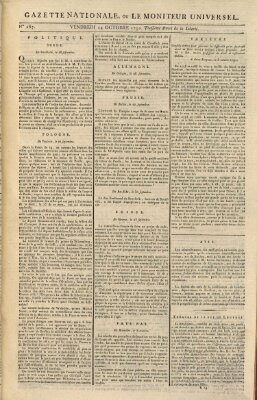 Gazette nationale, ou le moniteur universel (Le moniteur universel) Freitag 14. Oktober 1791