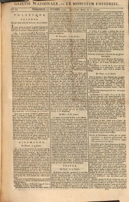 Gazette nationale, ou le moniteur universel (Le moniteur universel) Mittwoch 22. Februar 1792