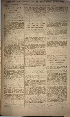 Gazette nationale, ou le moniteur universel (Le moniteur universel) Samstag 14. September 1793