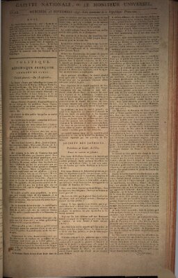 Gazette nationale, ou le moniteur universel (Le moniteur universel) Mittwoch 25. September 1793
