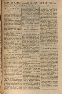 Gazette nationale, ou le moniteur universel (Le moniteur universel) Donnerstag 19. Mai 1796