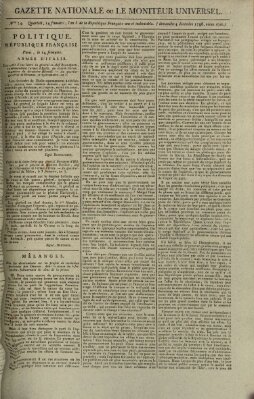 Gazette nationale, ou le moniteur universel (Le moniteur universel) Sonntag 4. Dezember 1796